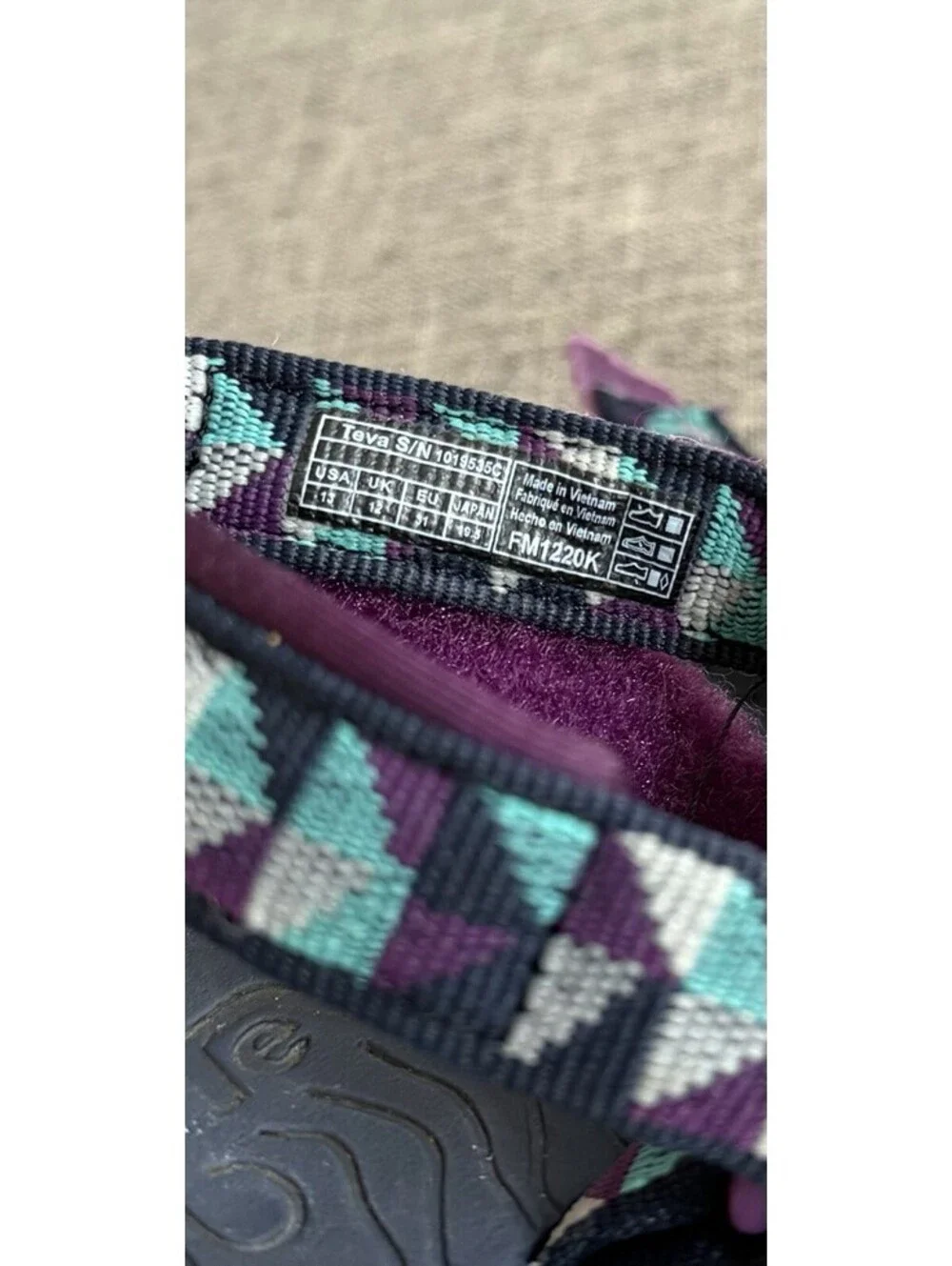 Teva Original Universal Kids Sandals Size 13 Purple Teal Tribal Print